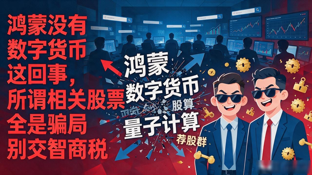 鸿蒙没有数字货币这回事，所谓相关股票全是骗局别交智商税