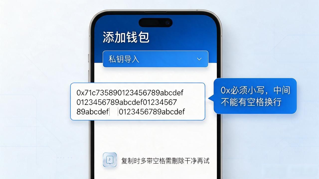 imtoken导入私钥格式不对？记住0x加64位十六进制