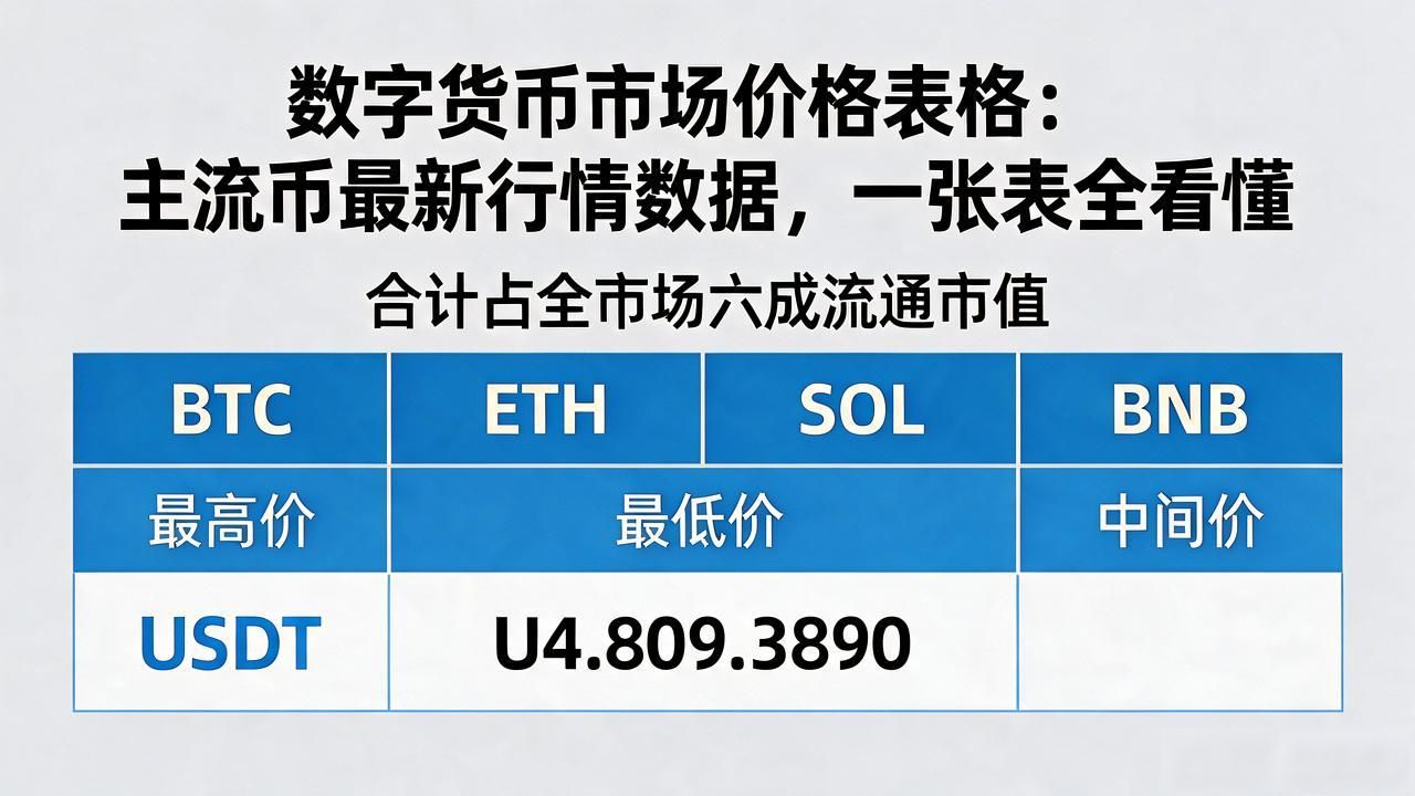 数字货币市场价格表格：主流币最新行情数据，一张表全看懂