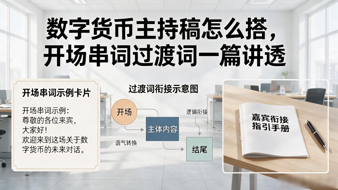 数字货币主持稿怎么搭，开场串词过渡词一篇讲透