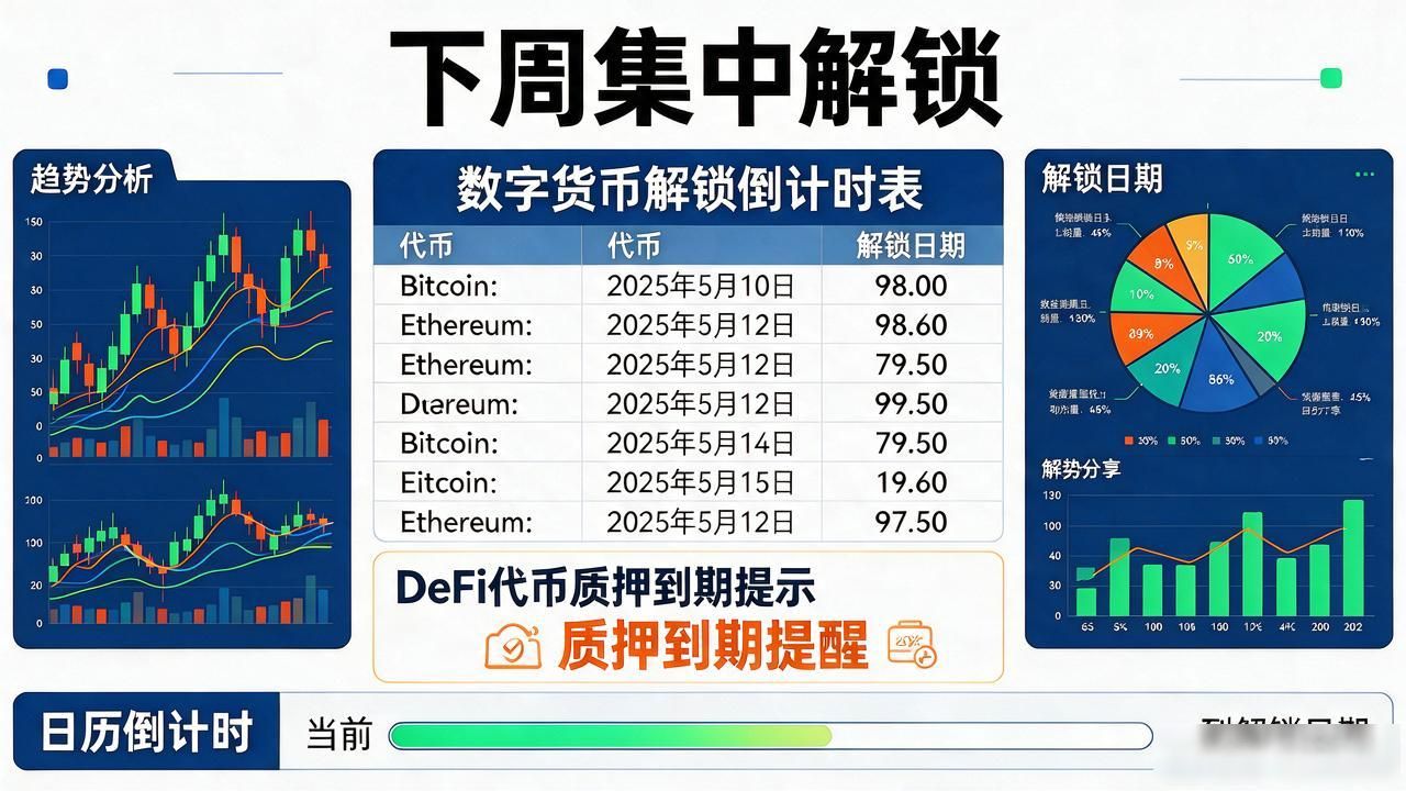 最新数字货币倒计时表，哪些币下周集中解锁，一张表全给你列明白
