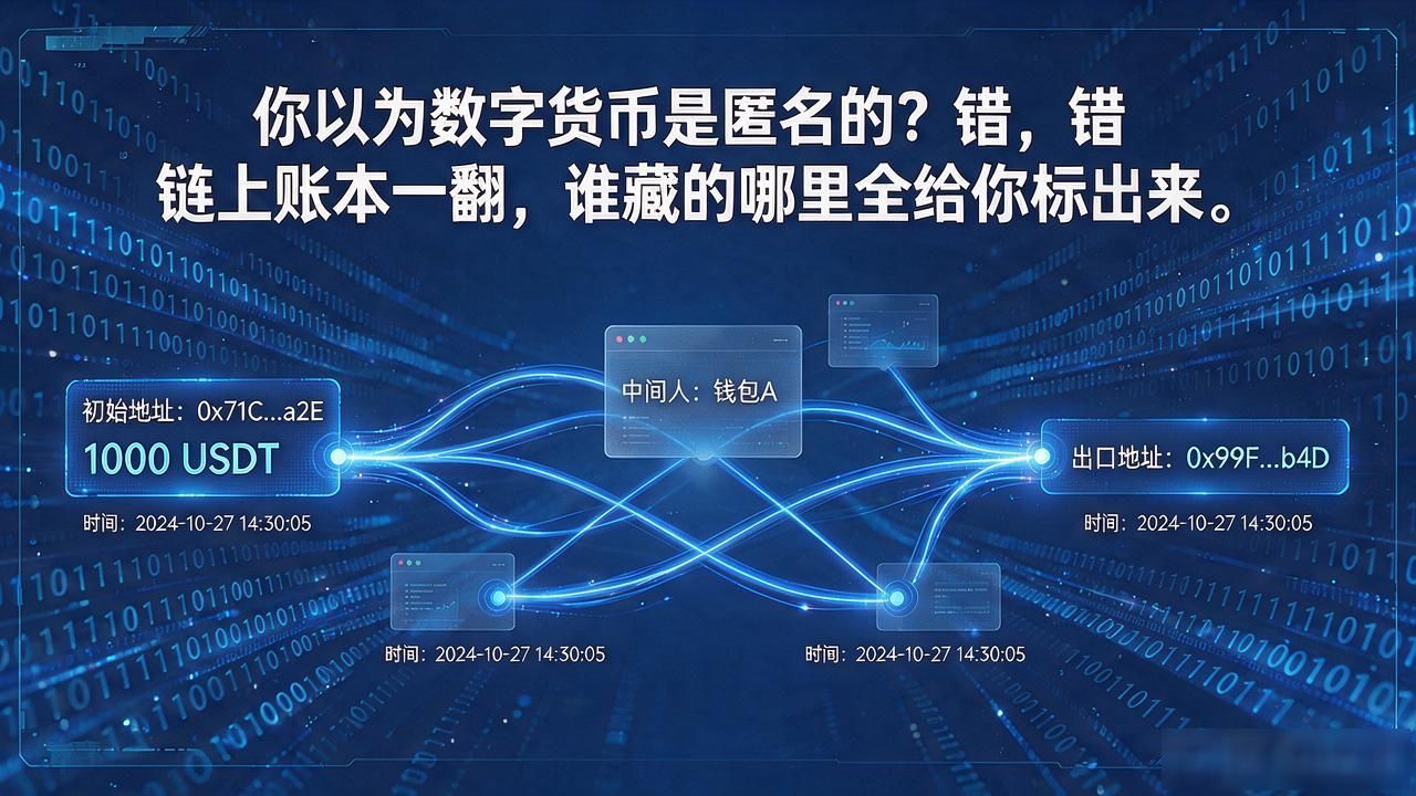 你以为数字货币是匿名的？错，链上账本一翻，谁藏的哪里全给你标出来